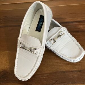 White Loafers with Silver Accent